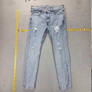 Levis 519 Jeans Mens Hi-Ball Blue Skinny Light Wash Thrashed Fits 28x28‎